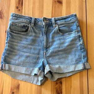 American Eagle Outfitters Blue Jean Shorts High-Waisted Cuffed